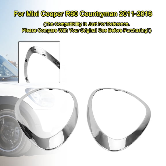 1Pair Chrome Headlight Trim Ring Bezels For Mini Cooper R60 Countryman 2011-2016