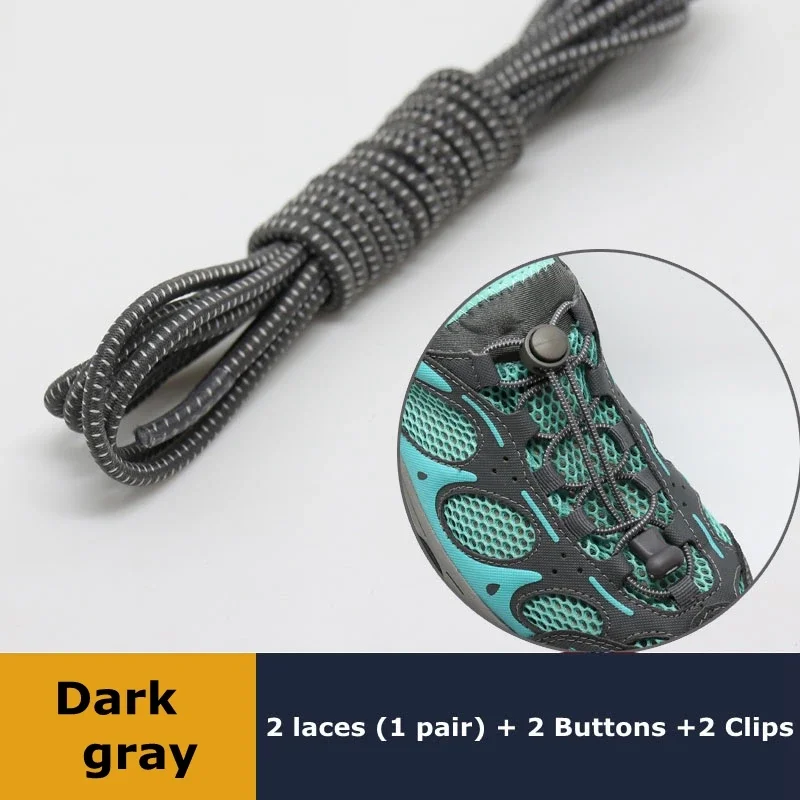 1Pair Colored Dots Round Shoelaces Elastic Plastic Lock Hiking Sport No