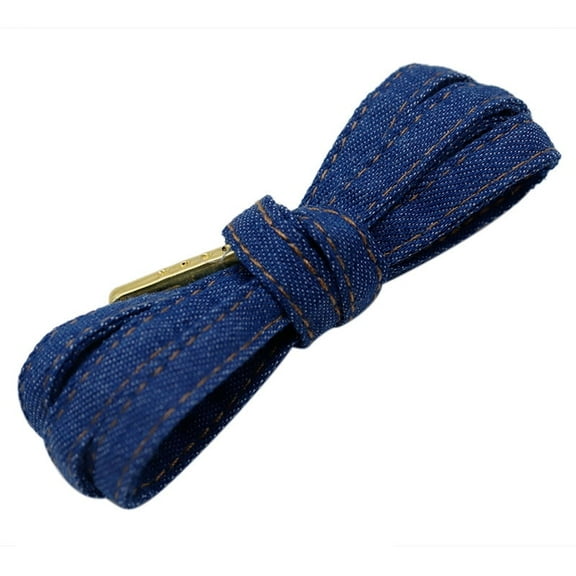 1Pair Cotton Blend Denim Flat Shoelace, 0.31'' Width Shoe Laces with Metal Tips for Sneakers - 47 inch / 120CM