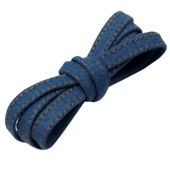 1Pair Cotton Blend Denim Flat Shoelace, 0.31'' Width Shoe Laces with Metal Tips for Sneakers - 47 inch / 120CM