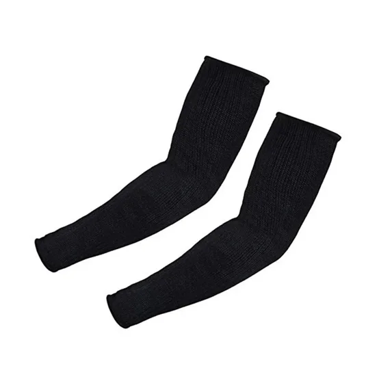 1Pair Cut Resistant Level 5 HPPE Construction Automobile Glass Work Arm Sleeve Safety Glove Anti-Puncture Arm Protection Sleeve (Black-Straight,35CM)