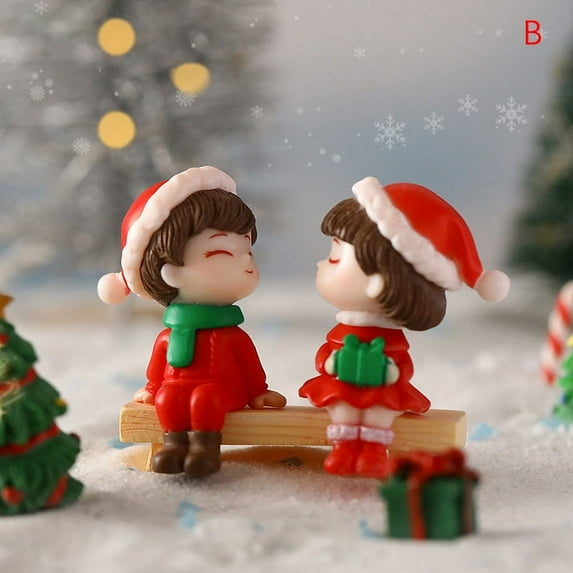 1Pair Cute Mini Lovers Couples Miniature Landscape DIY Ornament Home Garden Dollhouse Decor Ornament Christmas Gift