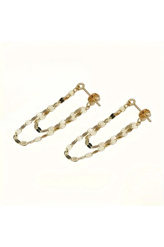 1Pair Double Chain Rhinestone Fringe Drop Earrings Fashion Elegant Women Jewelry