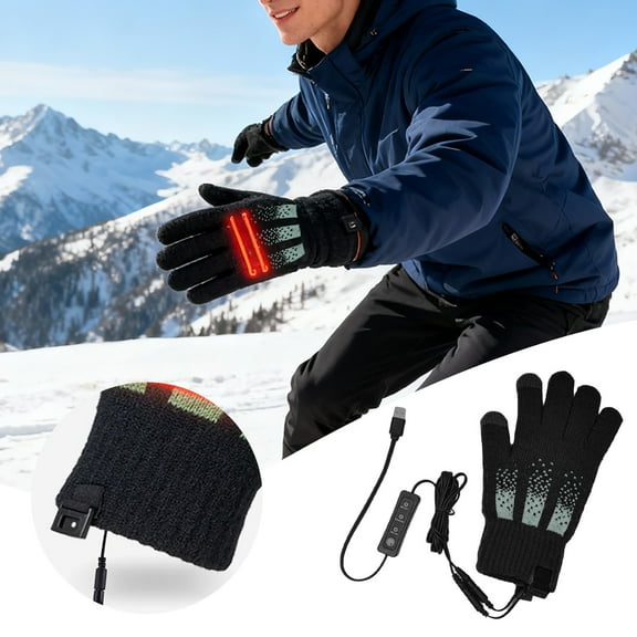 1Pair Electric Heated Gloves for Men & Women-1Pair,Winter USB Hand Warmers with 3 Heat Settings,Touch Screen Thermal Knit Gloves, Lightweight Unisex Design for Outdoor Activities and Laptop Use