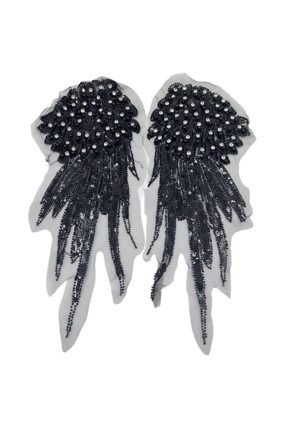 1Pair Exquisite Handmade Sequin Beaded Shoulder Pad Rhinestone Pearls Uniform Epaulets Glittering Shoulder Wrap Epaulettes