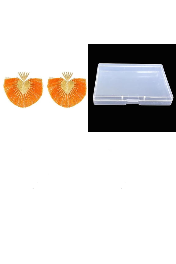 1Pair Fan Tassel Geometric Stud Earrings Golden Orange 93x86mm DIY