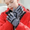 1Pair Gloves Gray Nylon Warm fleece windproof waterproof antiskid