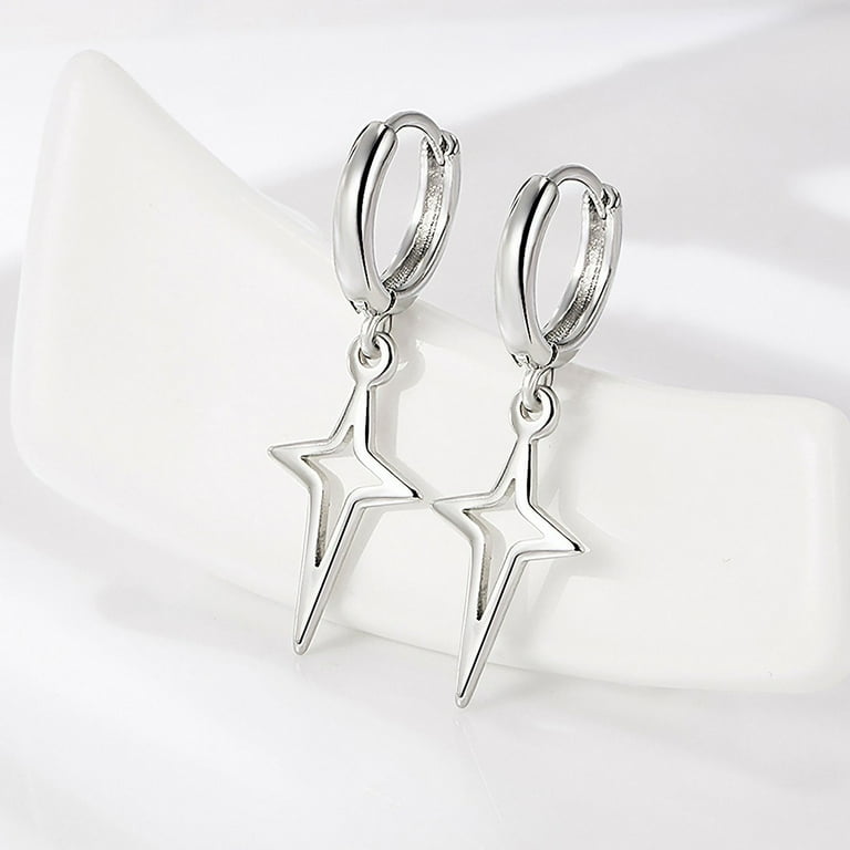 1Pair Gothic Punk Style Alloy Drop Earrings Black/Silver