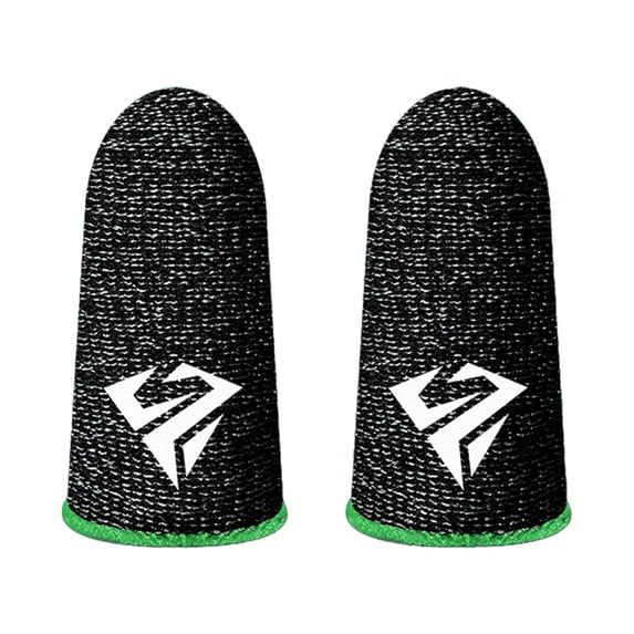 1Pair Green Gaming Finger Sleeves Anti Sweat, Breathable Touchscreen Mobile Game Gloves for Phone Gaming Enhanced Precision Control