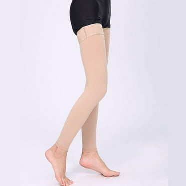 1Pair High Elastic New with Silicone Band Open Toe Firm 20-30 mmHg Compression Brace Wrap Varicose Veins Stocking Graduated Pressure Stockings Thigh High Compression Stockings BEIGE L