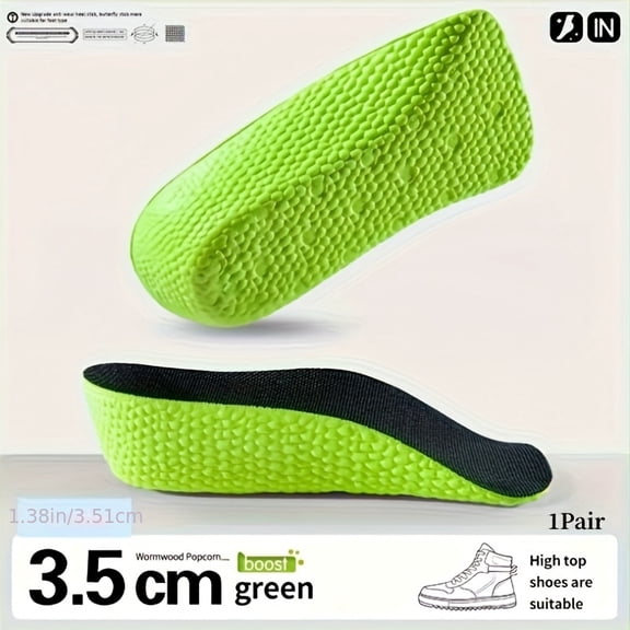 1Pair Invisible Heightening Half Pads, Heel Lifting Pads, Arch Support Heel Lifting, Memory Sponge Insole,3.5cm