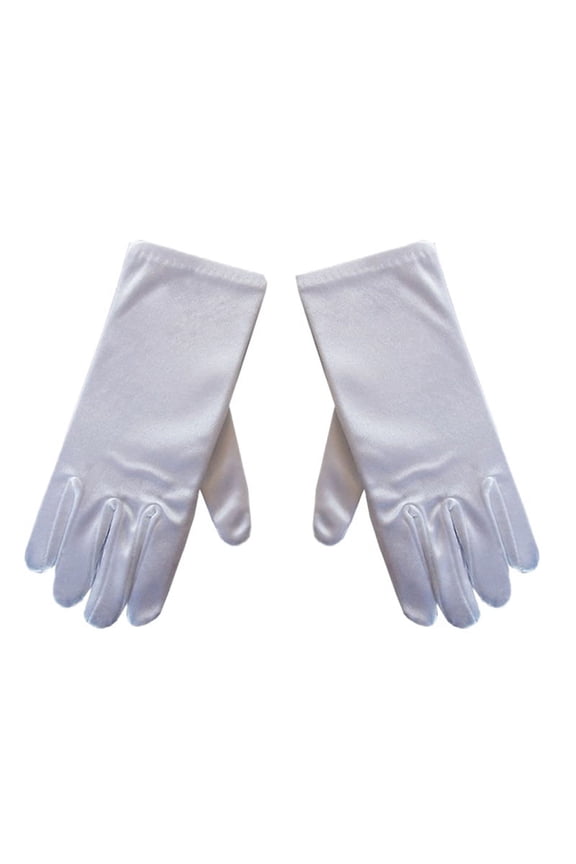 1Pair Kid Gloves White Short Satin Feel Hold Flower H0V5 Dance W4Z5 Fo