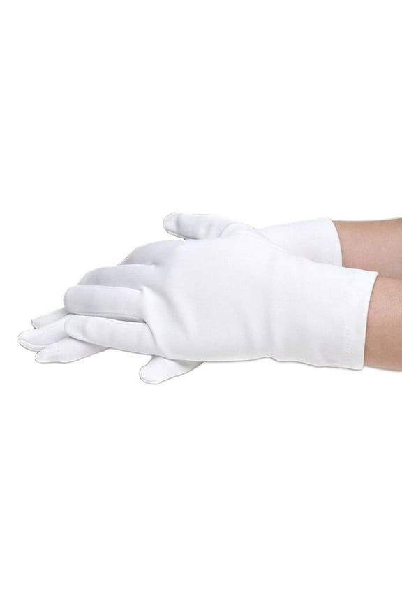 1Pair Kids Gloves White Short Satin Feel Boy Hold Flower Girl Dance Performance R6A8
