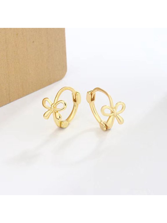 1Pair Korean Style Simple Bowknot Small Studs Earrings Fashion Exquisite Bow Ear Hoop For Women Ear Piercing Jewelry Accessories