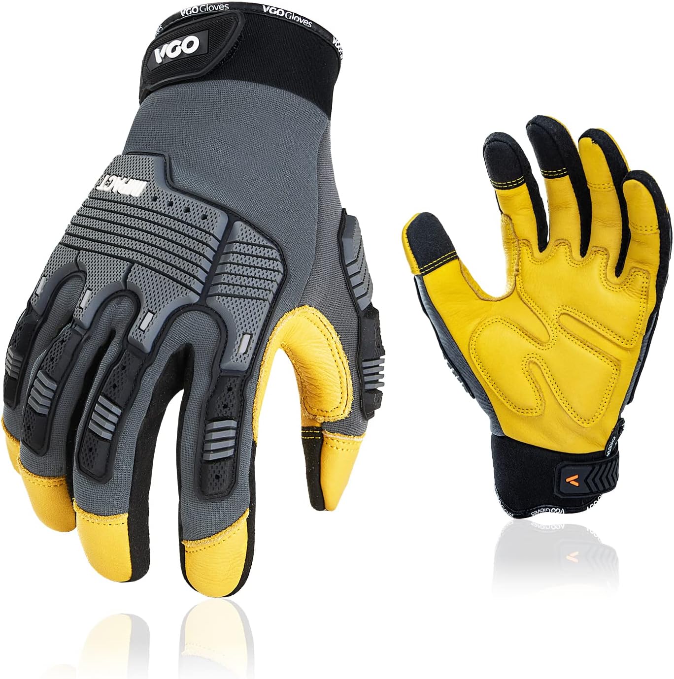 …1Pair Leather Heavy Duty Work Gloves,Mechanics Gloves,Impact Resistant ...