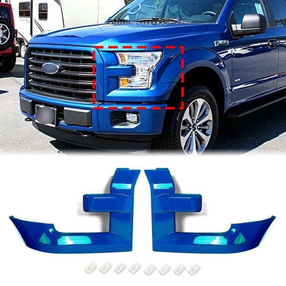 1Pair Lightning Blue Grille Molding Trim Headlight Bezel For 2015-2017 Ford F150 F-150