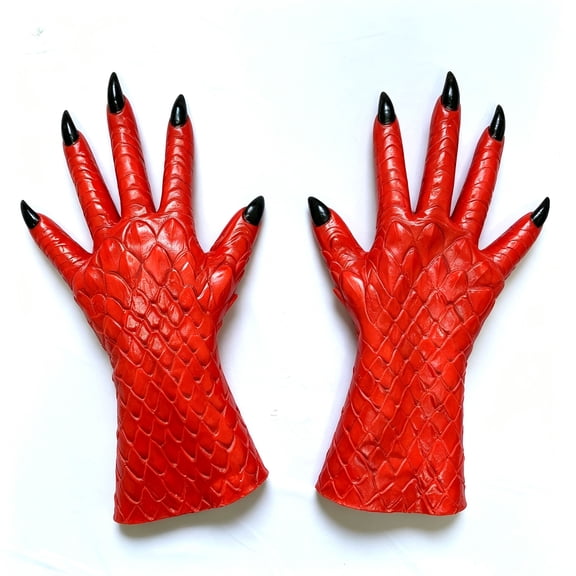 1Pair Long Nail Dragon Claws Gloves,Realistic Dragon Nail Gloves Costume,Scary Red Demon Monster Cosplay Props Halloween Carnival Party