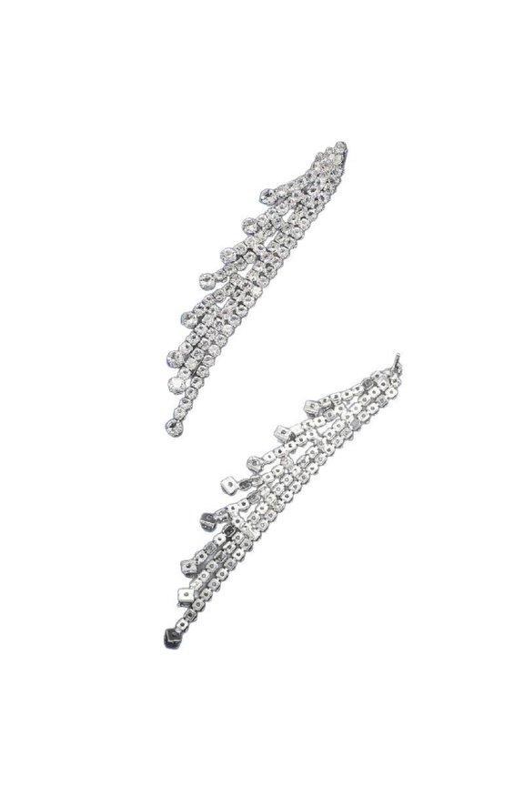 1Pair Micro Pave Rhinestone Fringe Dangle Earrings Long Tassel Sparkly Club Women Jewelry
