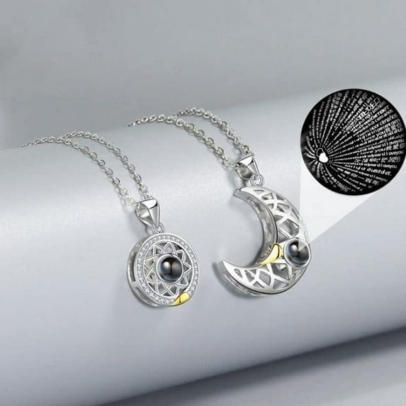 1Pair Necklaces for Women, Jewelry for Women, Matching Necklace for Couples, Moon and Sun Pendant Necklace Best Friends Couple Necklace Best Gift, Silver