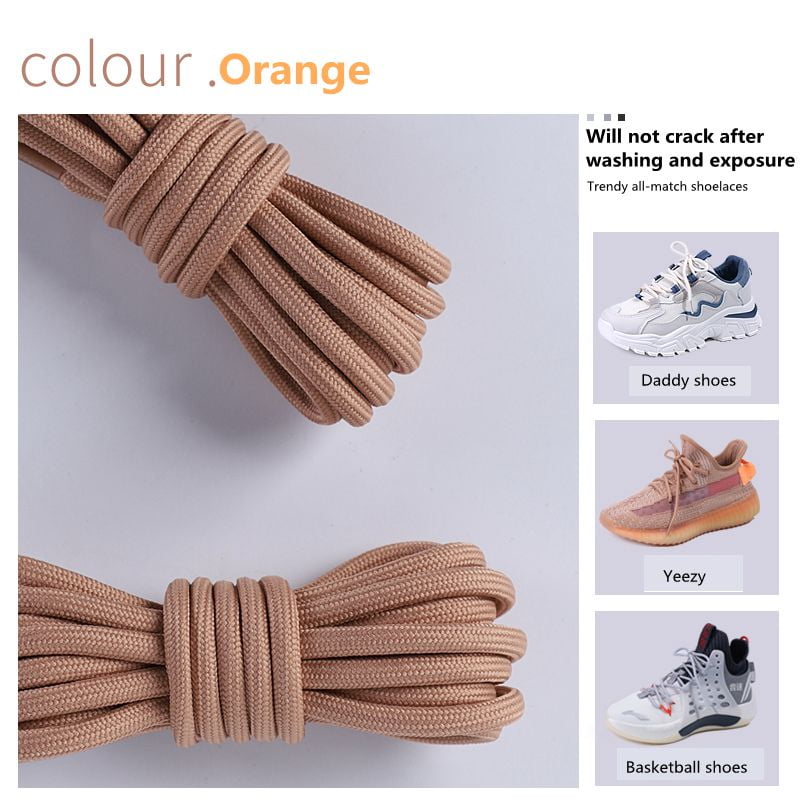 1Pair New 2022 Round Shoelaces Polyester Solid Classic For Yezy Sports ...
