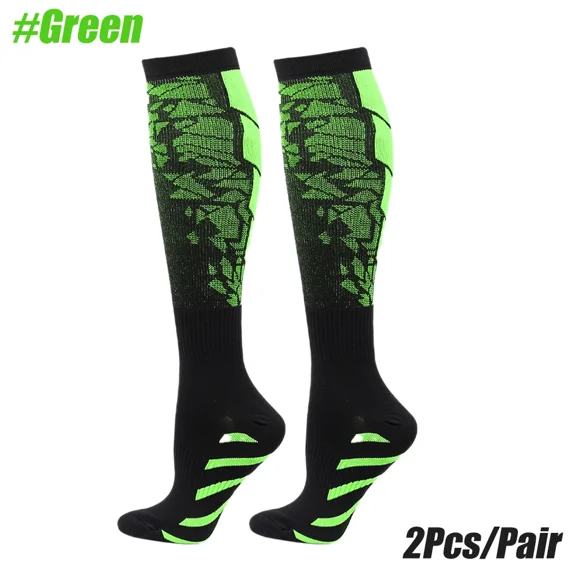 1Pair New Compression Socks 20-30mmhg High Stockings Men Women Sports Socks for Marathon Cycling Football Varicose Veins (Green,L-XL)