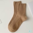 thumbnail image 1 of 1Pair New Loose Socks Fashion Women Solid Color Elegant Retro Women Socks Breathable Japanese Style Casual Cotton Daily Women Socks, 1 of 10
