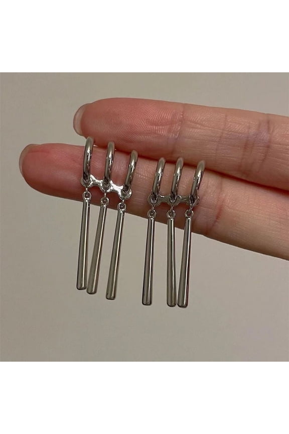 1Pair One Piece Zoro Anime Earrings Women Men Cosplay Earrings Piercing Jewelry Fashion Fake Triple Earring Dangle Long Earing