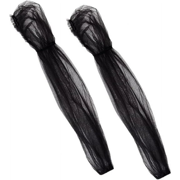 1Pair Organza Detachable Mesh Puff Sleeves for Wedding Bridal Dress Tulle Accessories Black 770~780x130~140x1mm