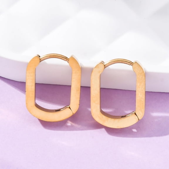 1Pair Oval 304 Stainless Steel Hoop Earrings Golden Dainty Earrings Lightweight Dangle Earrings for Women Festival Elegant Gifts DIY Personalized Jewelry 14x11x3mm Pin: 1mm