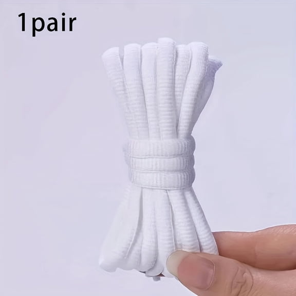1 Pair Oval‑Shaped Polyester Spandex Shoelaces, Solid‑Color Durable Replacement Shoe Laces, Washable Sneaker Accessories for Men & Women