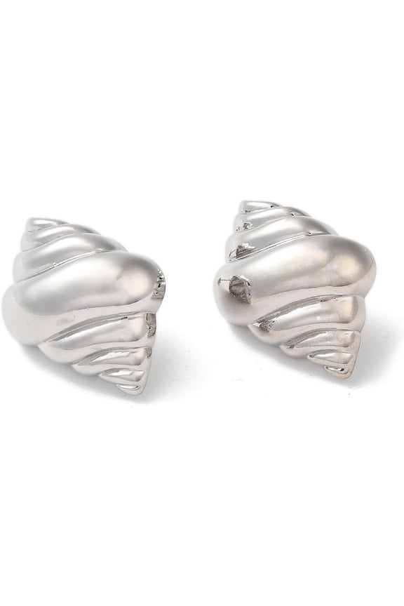 1Pair Rack Plating Brass Stud Earrings Shell Shape Long-Lasting Plated Platinum 27x20mm DIY