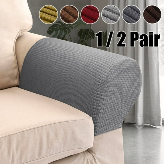 1Pair Removable Arm Chair Protector Armchair Covers Armrest Stretch for Sofa Couch Beige