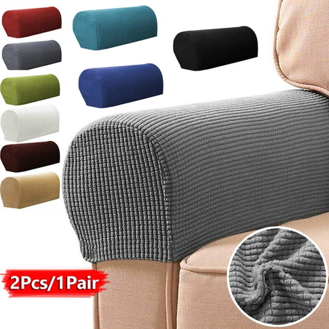 1Pair Removable Arm Chair Protector Armchair Covers Armrest Stretch for Sofa Couch Beige