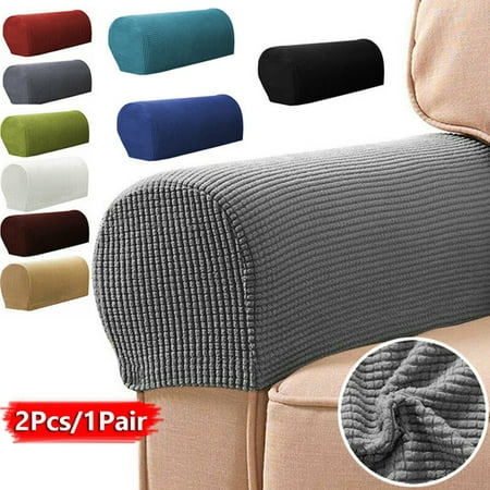 1Pair Removable Arm Chair Protector Armchair Covers Armrest Stretch for Sofa Couch Gray