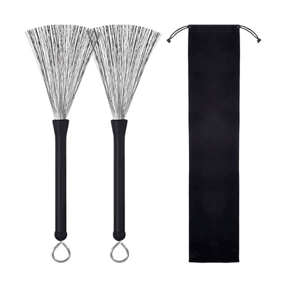 1Pair Retractable Steel Wire Drum Brush with Comfortable Handles Professional Wire Brushes Drumsticks Drum Accessories