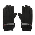 thumbnail image 1 of 1Pair Riding Driving Buckle Design Autumn Winter Touch Screen Thick Plush Winter Gloves Fuzzy Warm Mitts Full Finger Mittens BLACK, 1 of 1