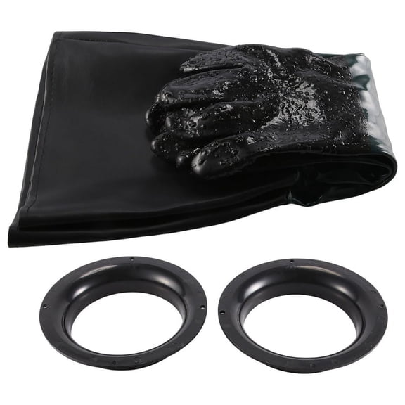 1Pair Rubber Sandblasting Gloves 60cm Heavy Duty Working Protective Sandblaster Gloves for Sandblast Machine Cabinet