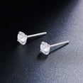 thumbnail image 1 of 1Pair SHEGRACE Rhodium Plated 925 Sterling Silver Four Pronged Ear Studs with AAA Cubic Zirconia Clear 4mm, 1 of 3