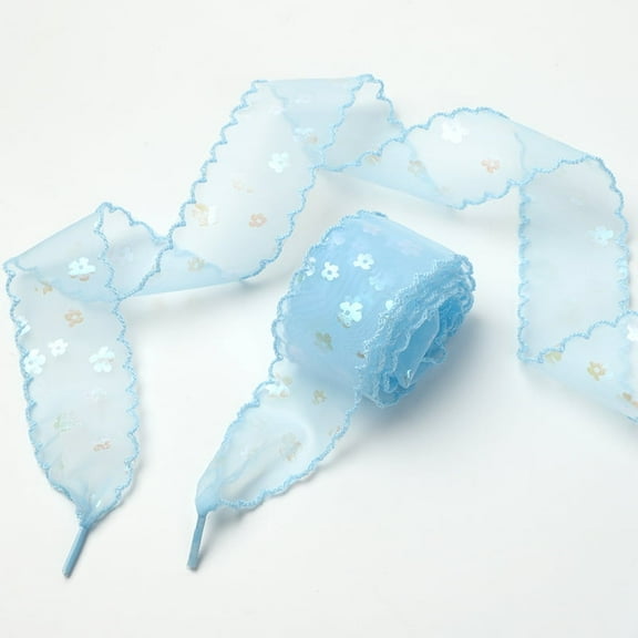 1Pair Satin Ribbon Shoe Laces: 1.57"  Wide Colorful Flower Snow Yarn Shoelaces for Women - 47 inch / 120CM