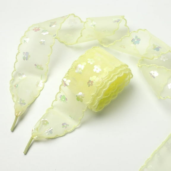 1Pair Satin Ribbon Shoe Laces: 1.57"  Wide Colorful Flower Snow Yarn Shoelaces for Women - 47 inch / 120CM