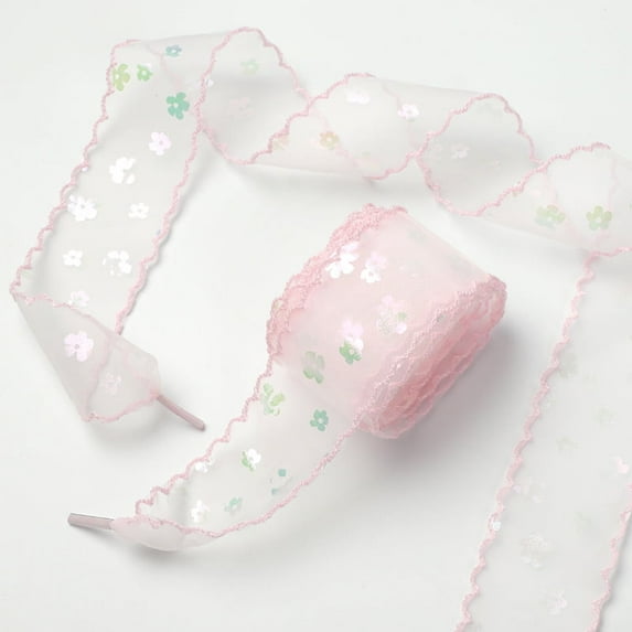 1Pair Satin Ribbon Shoe Laces: 1.57" Wide Colorful Flower Snow Yarn Shoelaces for Women - 47 inch / 120CM