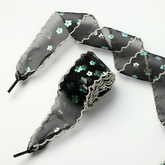 1Pair Satin Ribbon Shoe Laces: 1.57"  Wide Colorful Flower Snow Yarn Shoelaces for Women - 47 inch / 120CM