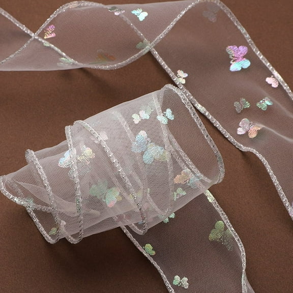 1Pair Satin Ribbon Shoe Laces: 1.97" Wide Colorful Butterfly Snow Yarn Shoelaces for Women - 47 inch / 120CM