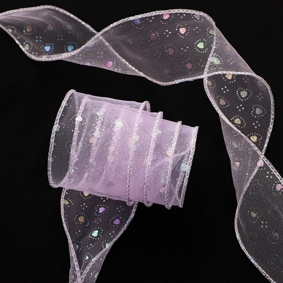 1Pair Satin Ribbon Shoe Laces: 1.97" Wide Colorful Heart Snow Yarn Shoelaces for Women - 47 inch / 120CM