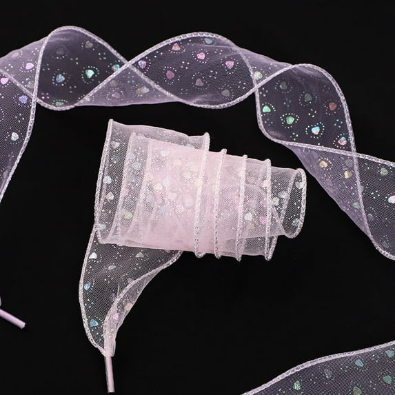 1Pair Satin Ribbon Shoe Laces: 1.97" Wide Colorful Heart Snow Yarn Shoelaces for Women - 47 inch / 120CM