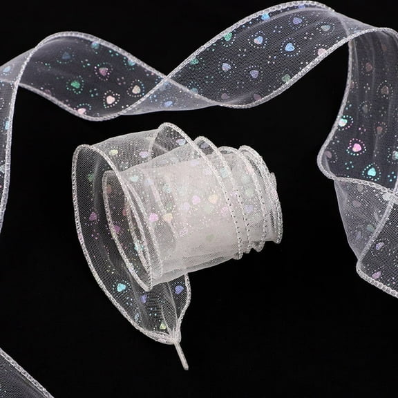 1Pair Satin Ribbon Shoe Laces: 1.97" Wide Colorful Heart Snow Yarn Shoelaces for Women - 47 inch / 120CM