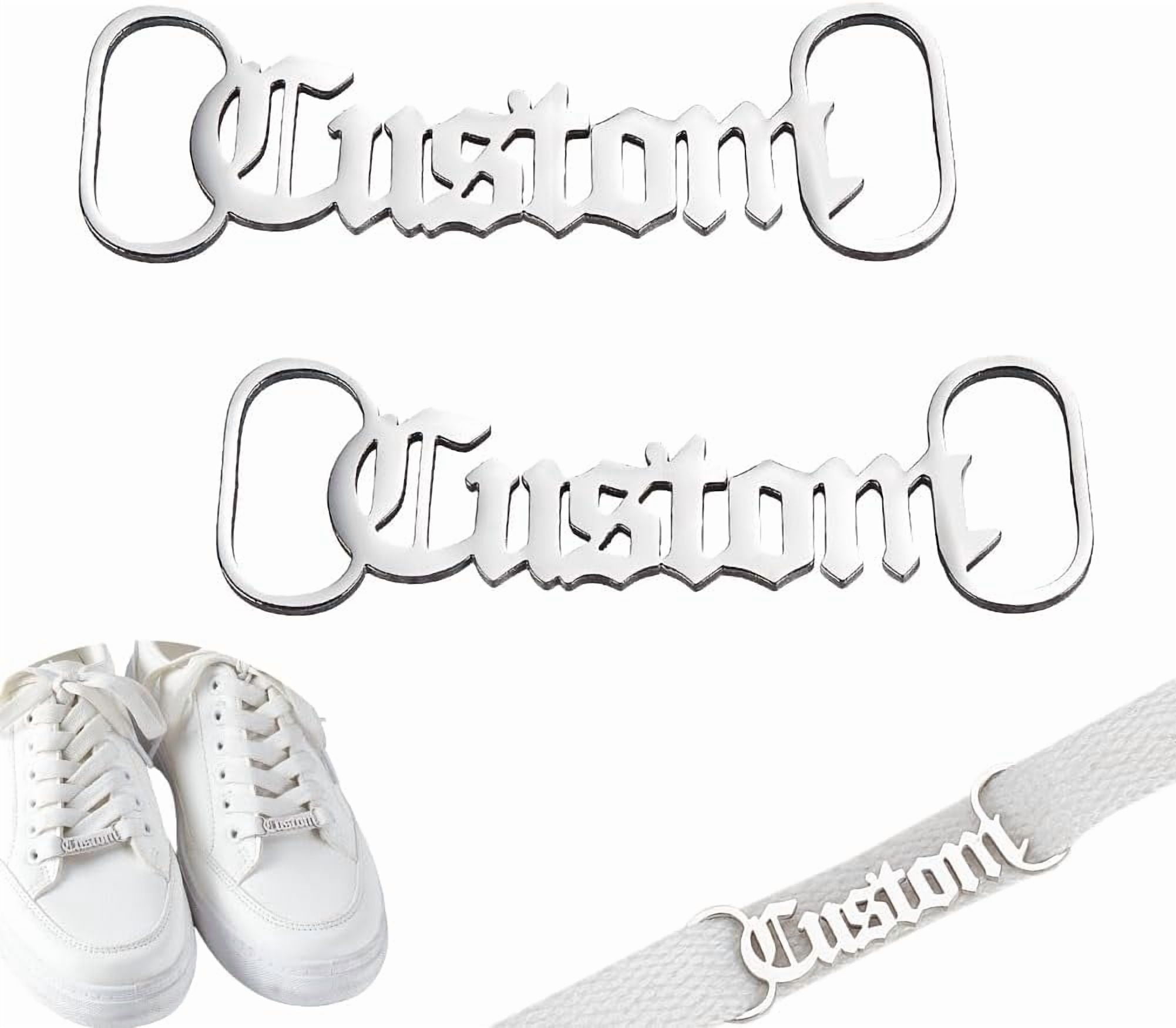 1Pair Shoe Lace Charms Shoelace Buckle with Word Custom Stainless