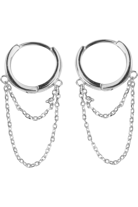 1Pair Silver Fine Double Chains Earrings for Women Chic Dangle Jewelry for Parties Daily Wear Unique Design Accessory for Any Outfit Sterling Silver Ear Jewelry[k883]