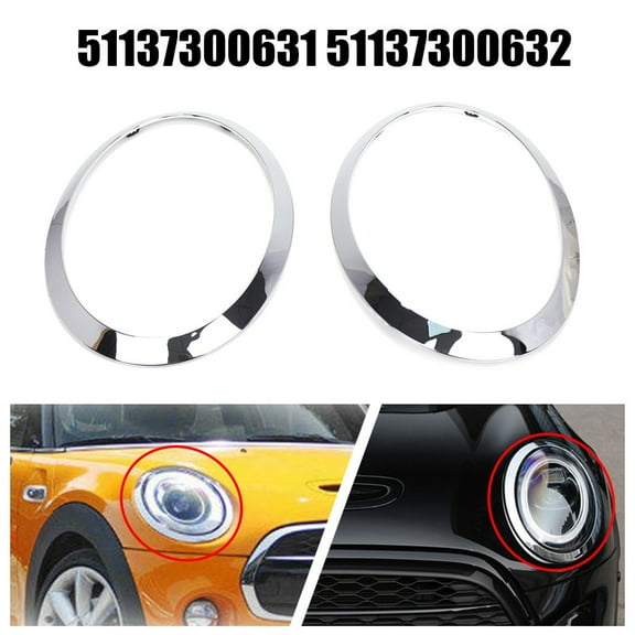 1Pair Silver Headlight Trim Ring Covers For Mini Cooper F55 F56 F57 2014-2024