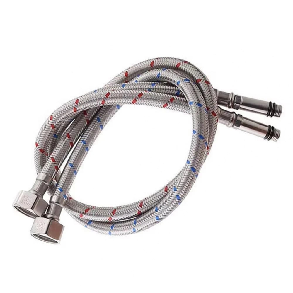1Pair Single Head Cold and Hot Water Inlet Pipe Stainless Steel Woven ...